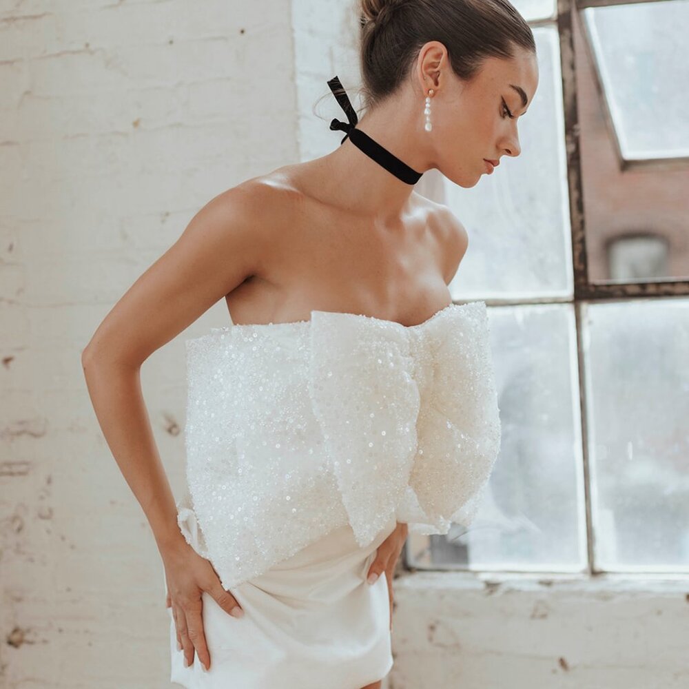 Brooklyn Beaded Bow Mini Dress